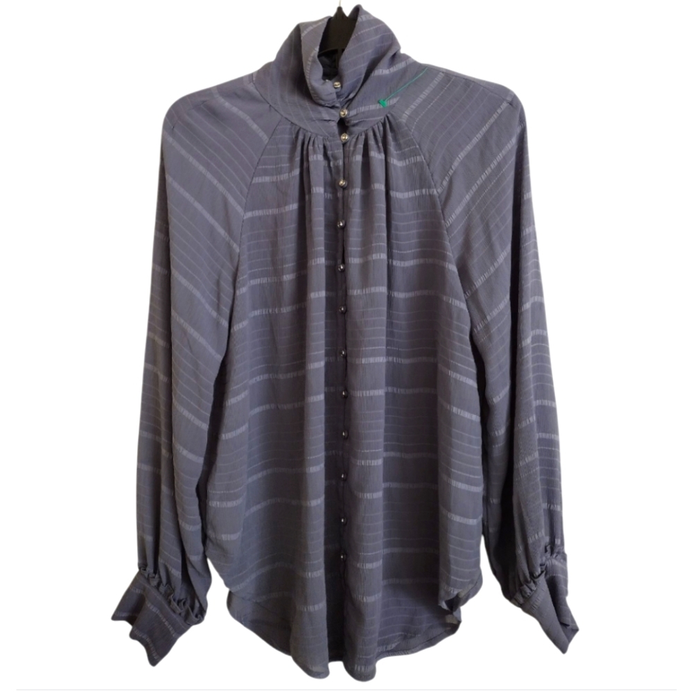 Feather Bone By Anthropologie Periwinkle Blue Rhinestone Button Up Blouse Medium